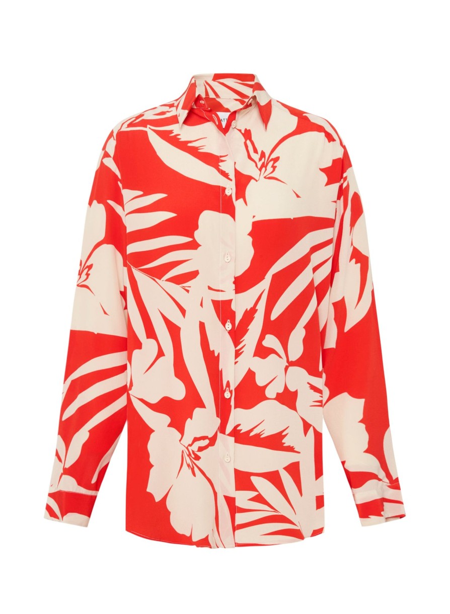 Women MATTEAU Sets | Long Sleeve Silk Shirt Ginger Palm