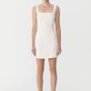 Women St. Agni Dresses | Linen Square Neck Mini Dress - White