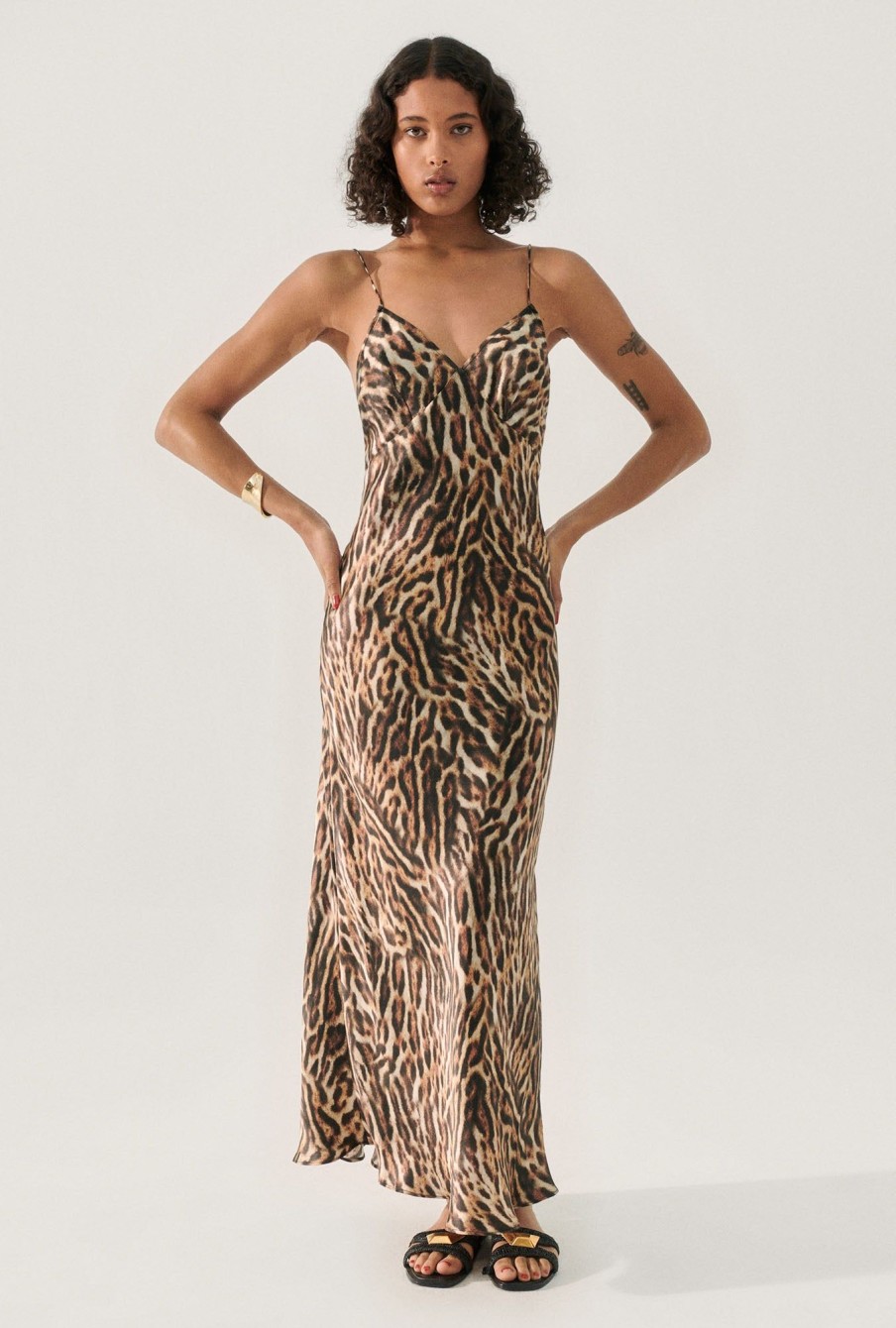 Women Silk Laundry Dresses | Deco Rouleau Dress Leopard