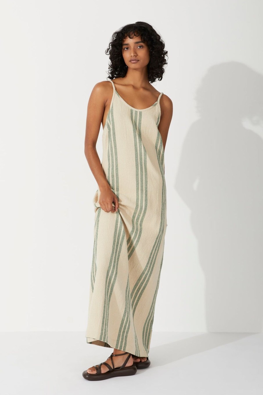 Women Zulu & Zephyr Dresses | Sand Stripe Organic Cotton Dress