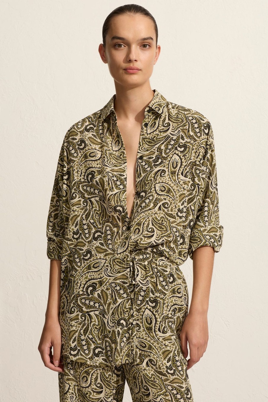 Women MATTEAU Tops | Long Sleeve Silk Shirt Paisley