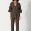 Women Zulu & Zephyr Knitwear + Sweaters | Charcoal Cotton Crochet Shirt