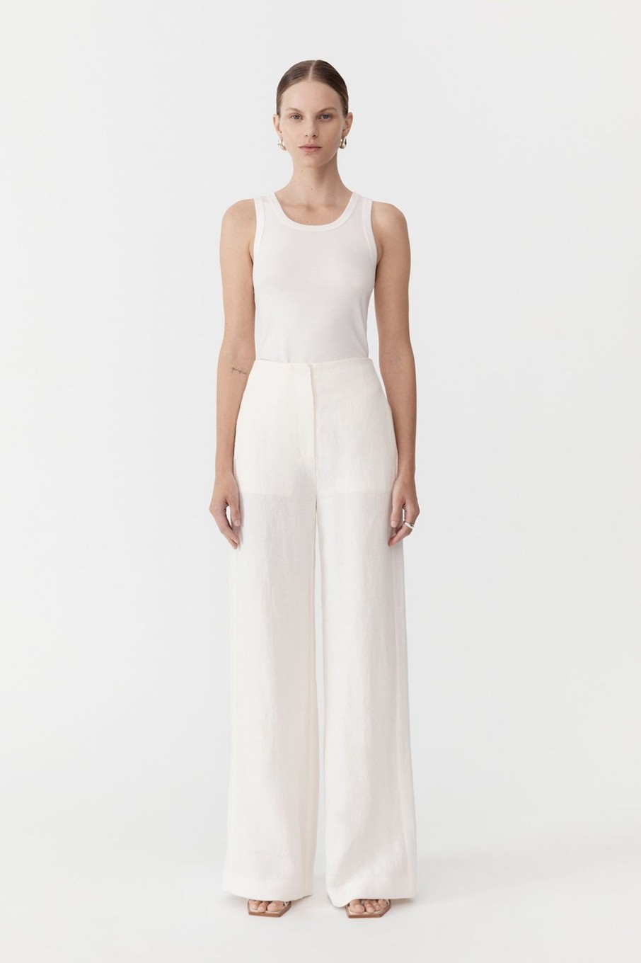 Women St. Agni Pants | Linen Wide Leg Pants - Ivory