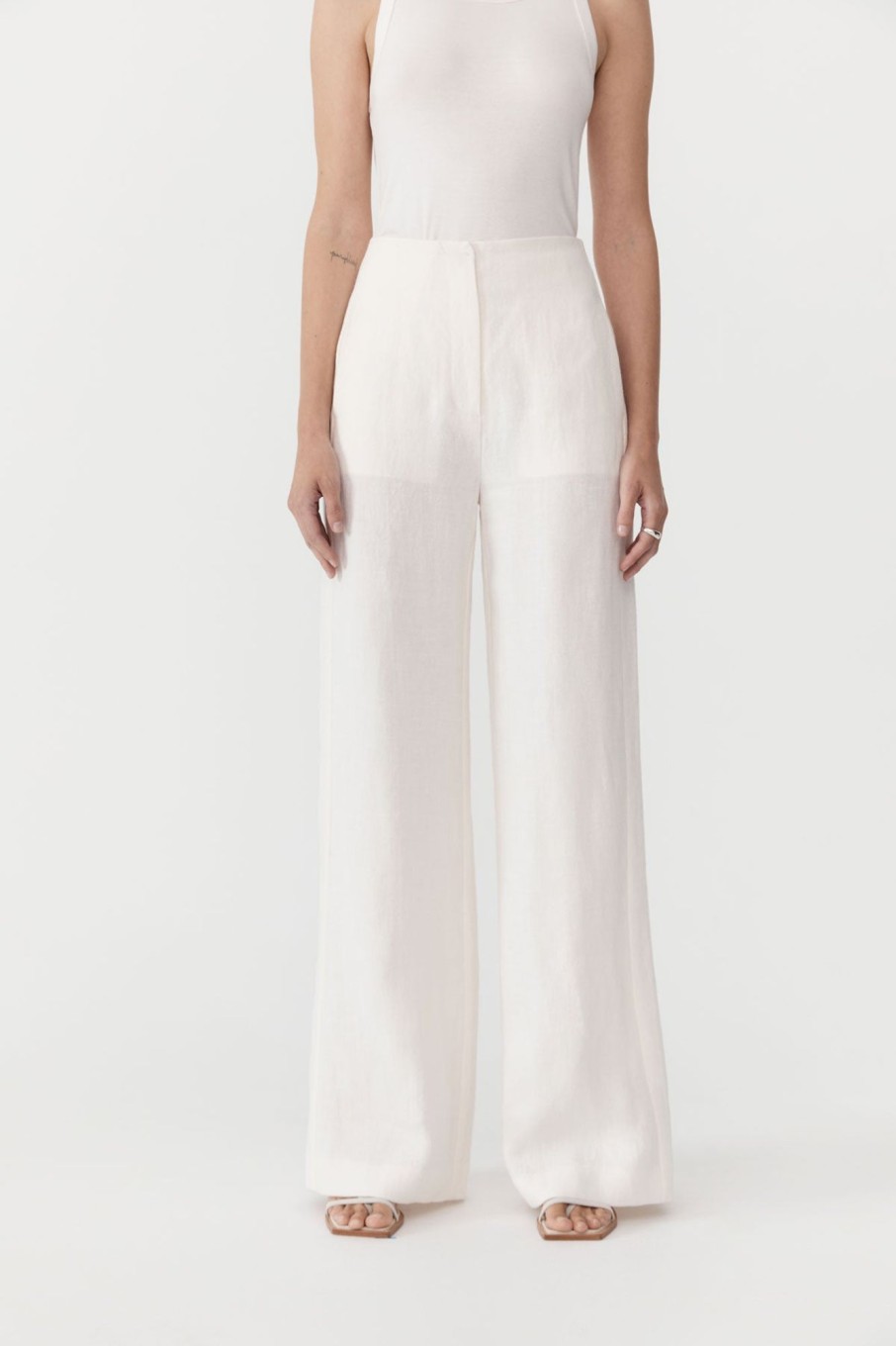 Women St. Agni Pants | Linen Wide Leg Pants - Ivory