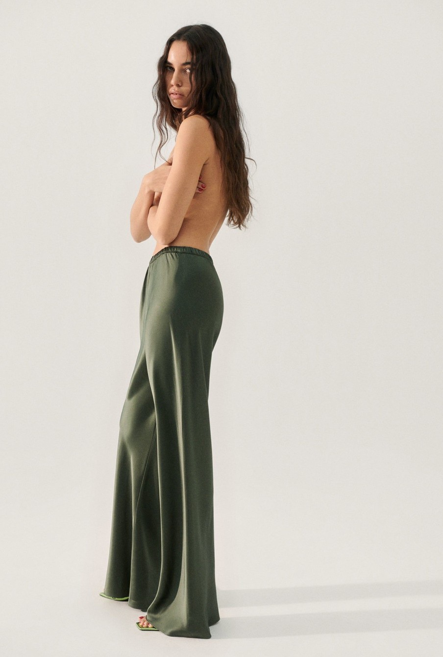 Women Silk Laundry Pants | Bias Cut Pants Thyme