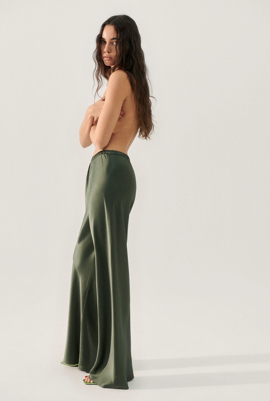 Women Silk Laundry Sets | Bias Cut Pants Thyme