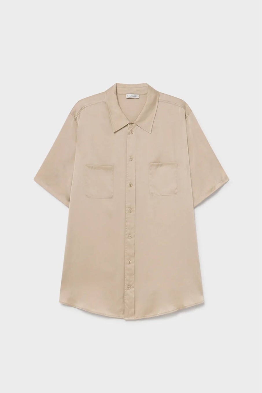 Women Silk Laundry Tops | Short Sleeve Boyfriend Shirt Hazelnut