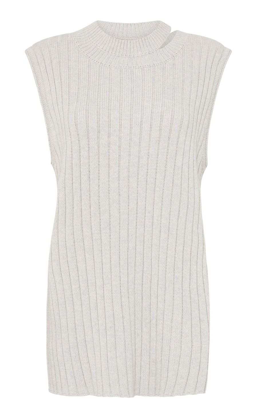 Women St. Agni Tops | Deconstructed Rib Knit Tunic - Soft Grey