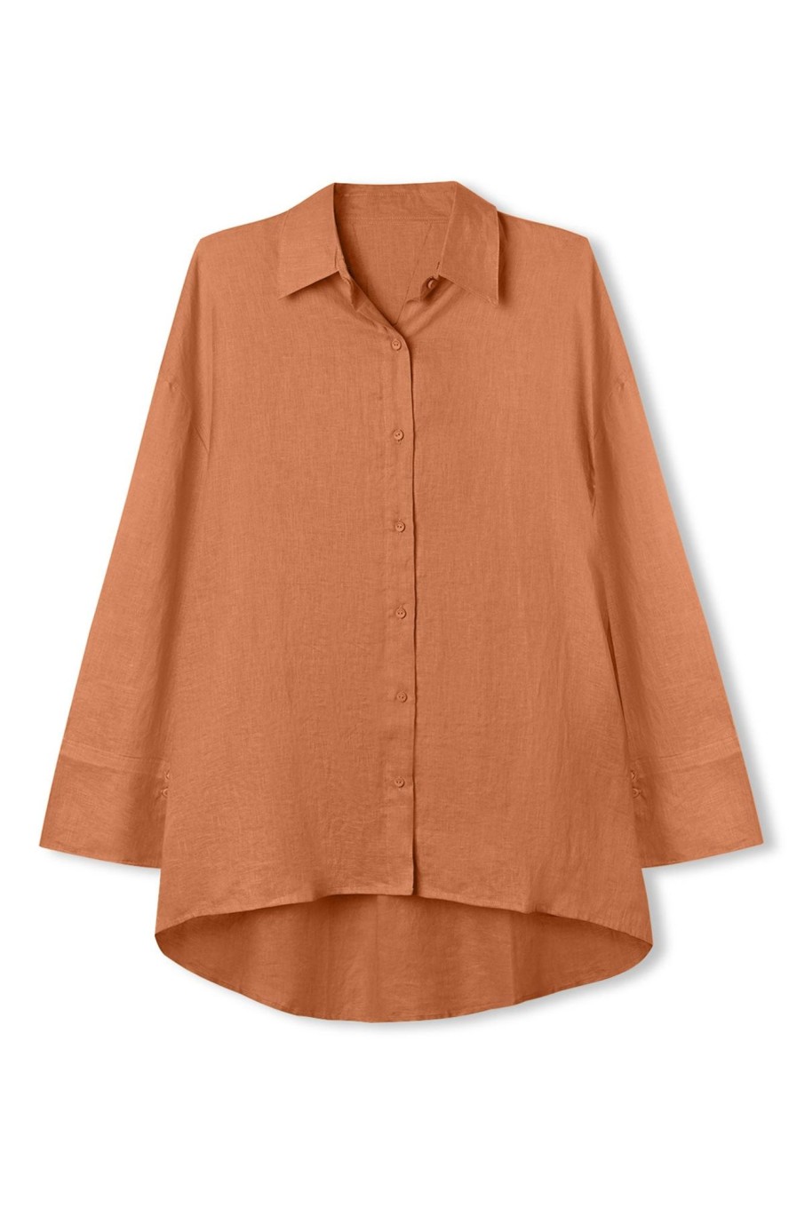 Women Zulu & Zephyr Tops | Tangerine Linen Shirt