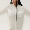 Women Silk Laundry Tops | Boyfriend Shirt White