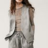 Women Silk Laundry Jackets + Blazers | Twill Slouch Vest Moon Pinstripe