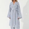 Women Zulu & Zephyr Tops | Marine Stripe Organic Cotton Robe