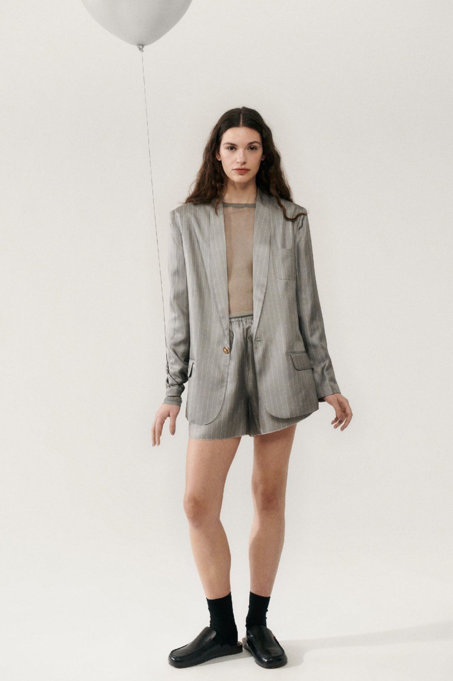 Women Silk Laundry Jackets + Blazers | Twill Miami Blazer Moon Pinstripe