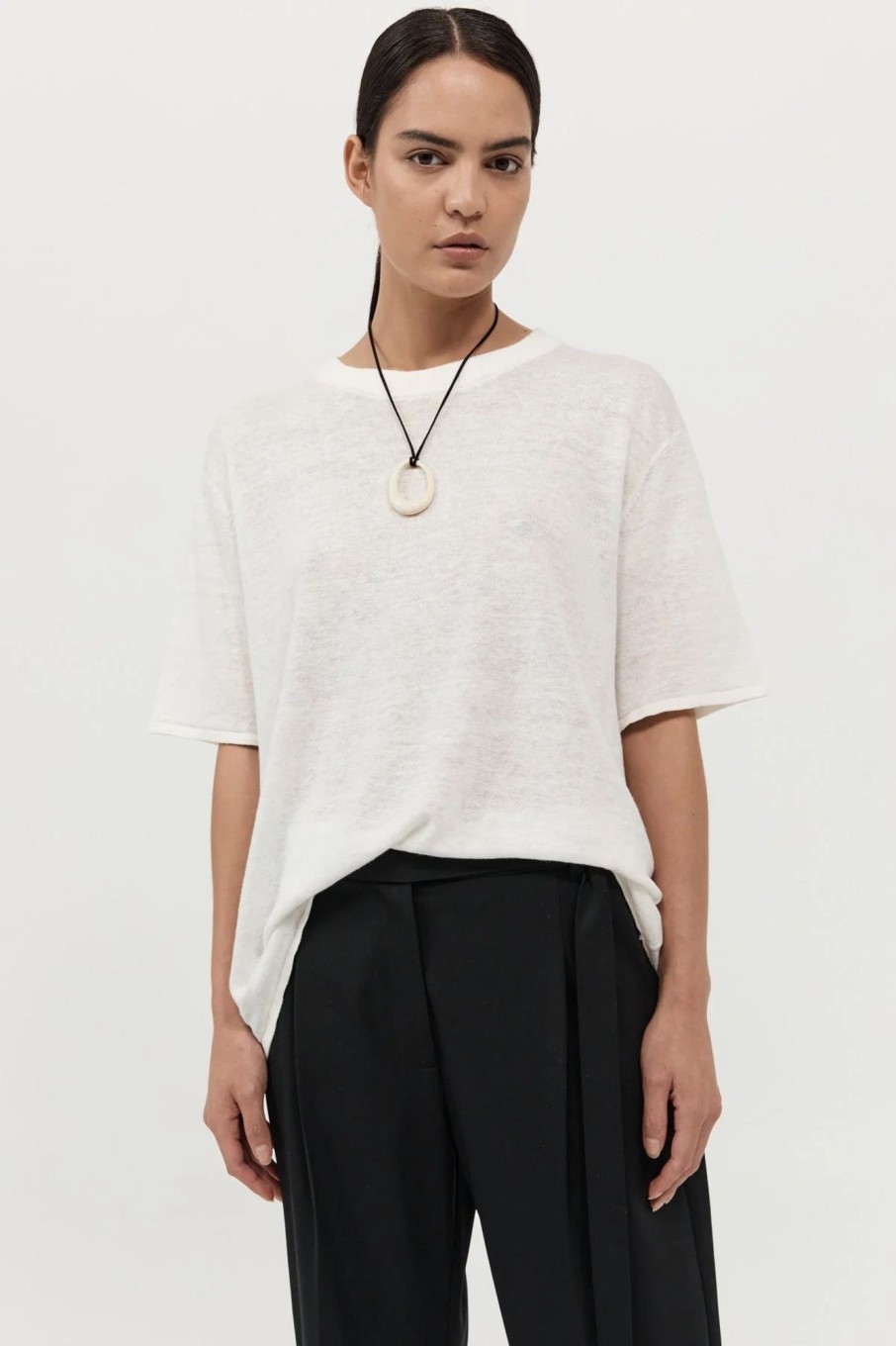 Women St. Agni Tops | Copain Knit Tee - Off White