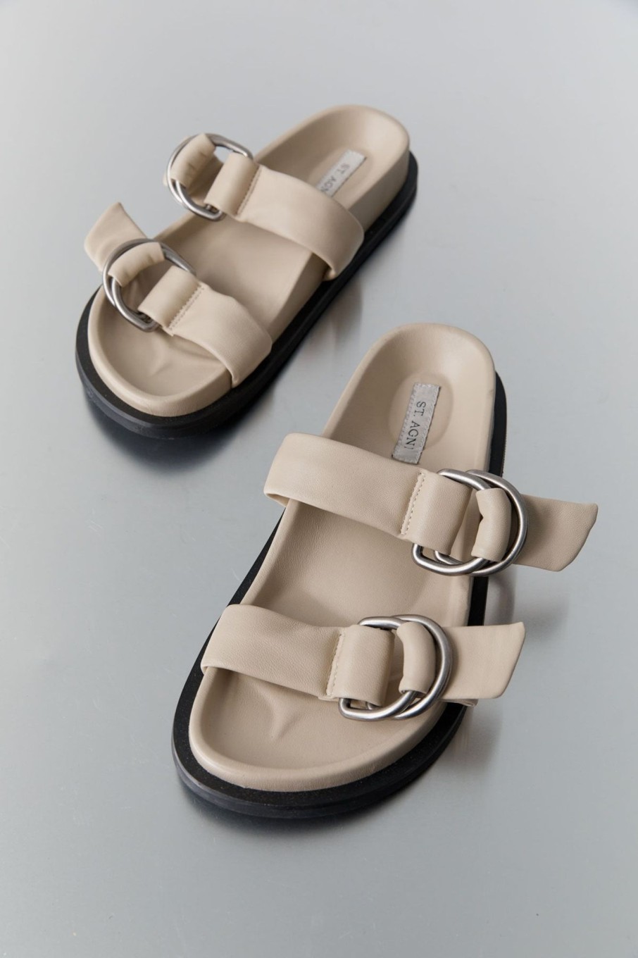 Women St. Agni Shoes | Ring Detail Slide Ecru