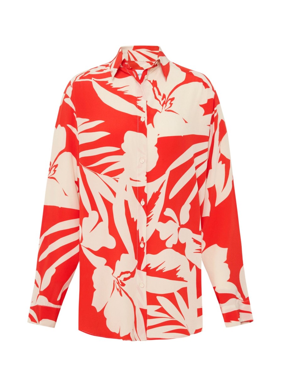 Women MATTEAU Tops | Long Sleeve Silk Shirt Ginger Palm