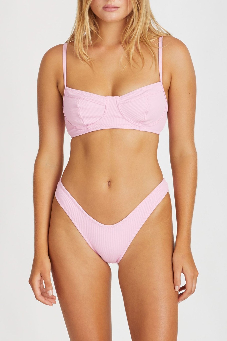 Women Zulu & Zephyr Swim | Sea Pink Ribbed Bra Cup