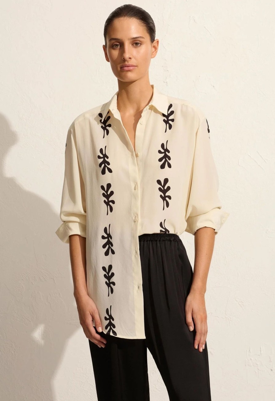 Women MATTEAU Tops | Long Sleeve Silk Shirt Fig Leaf