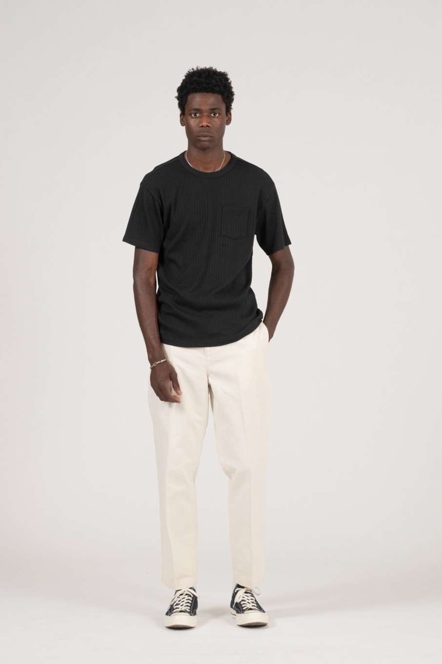 Men Knickerbocker Tops | Ladder Rib Tee Black