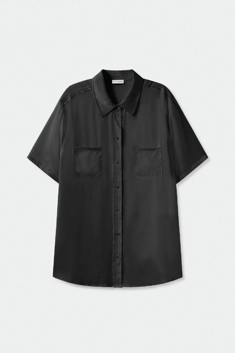 Women Silk Laundry Sets | Short Sleeve Boyfriend Shirt Black