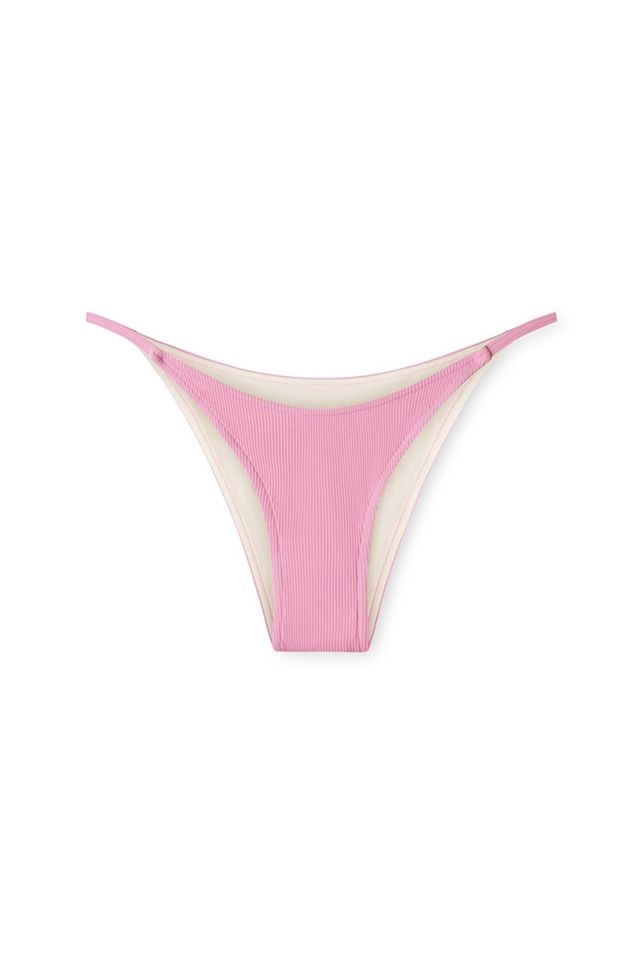 Women Zulu & Zephyr Swim | Sea Pink Ribbed String Curve Brief