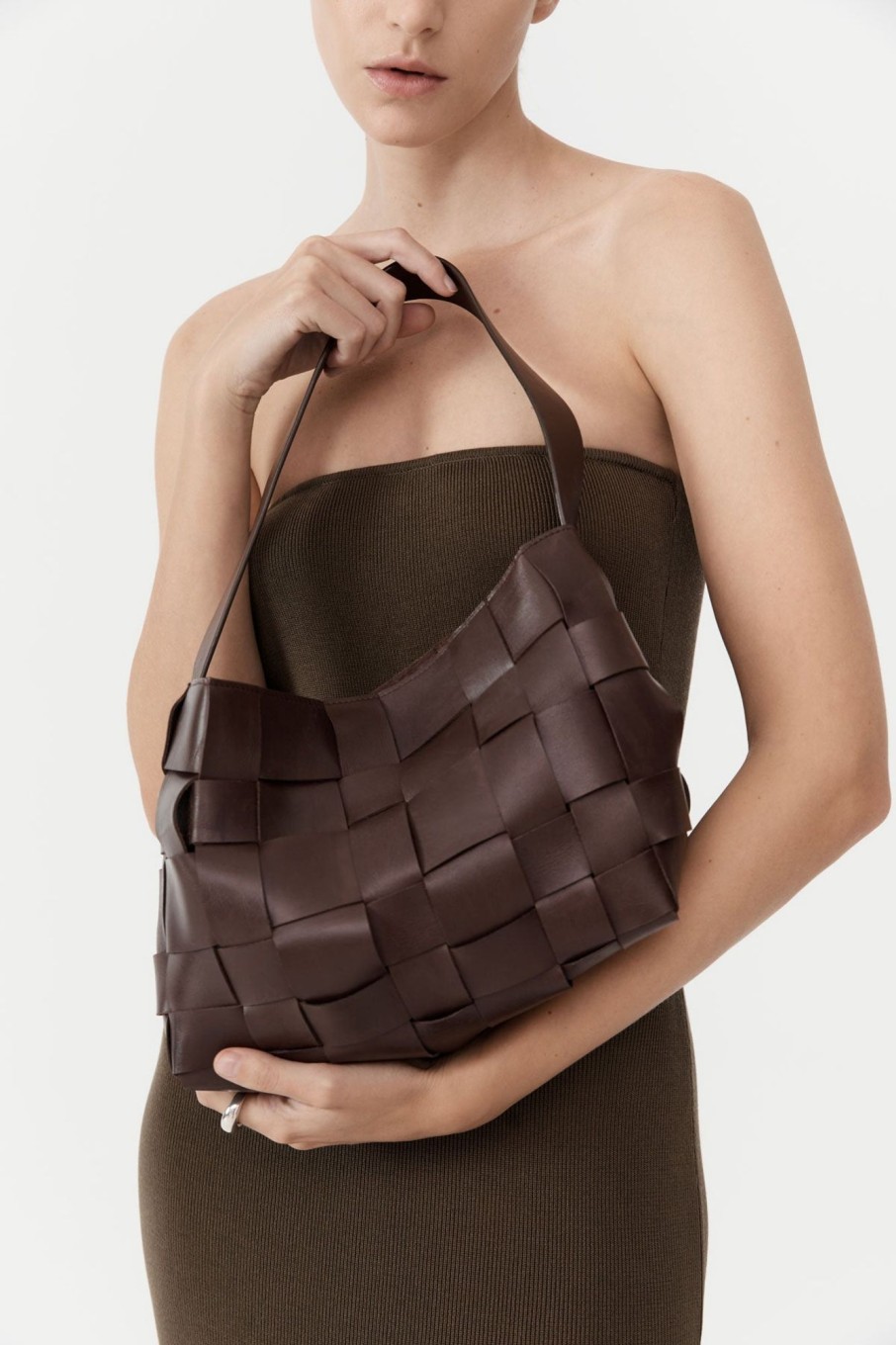 Women St. Agni Bags | Woven Mini Tote - Chocolate