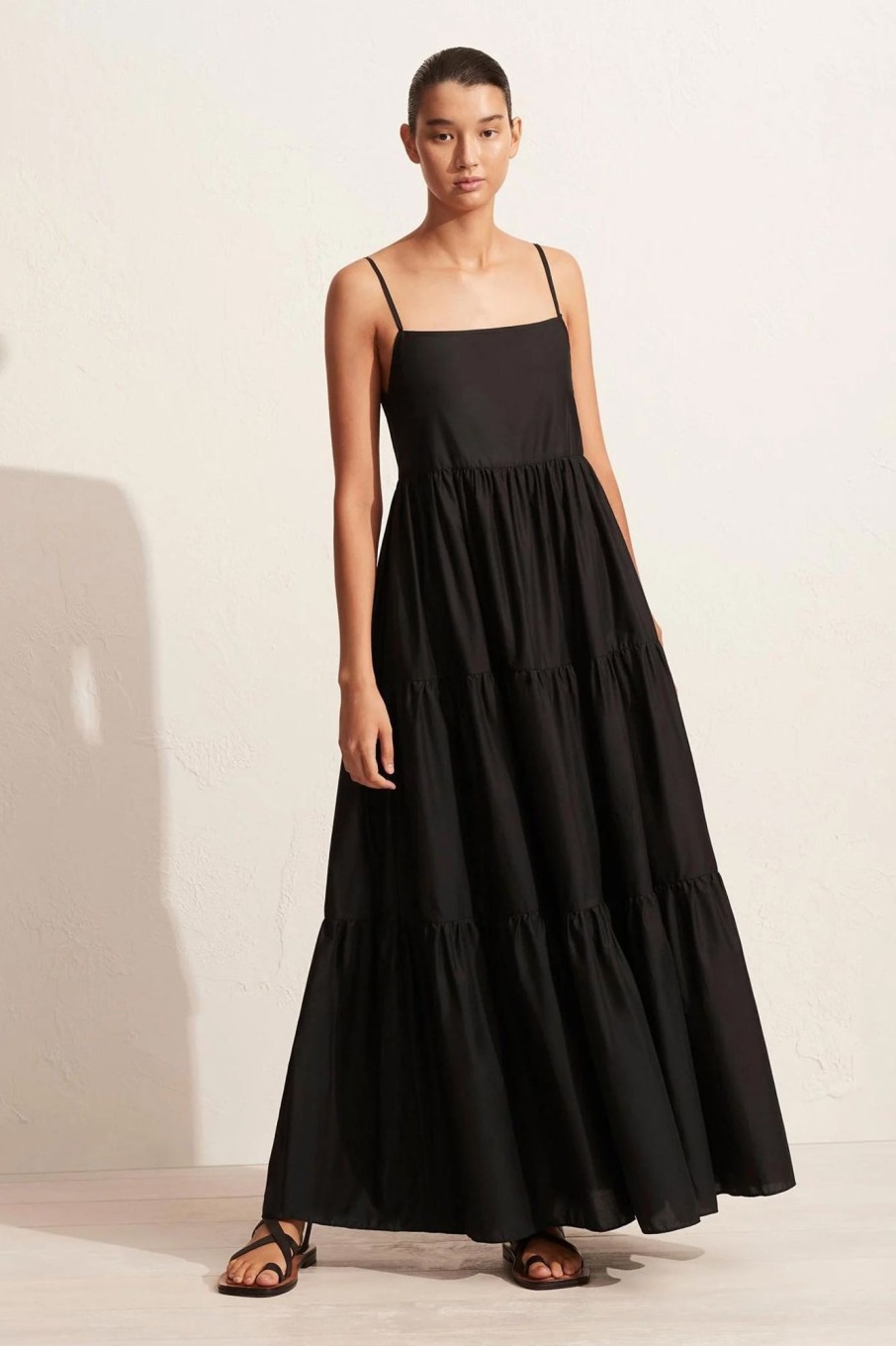 Women MATTEAU Dresses | Tiered Low Back Sundress Black