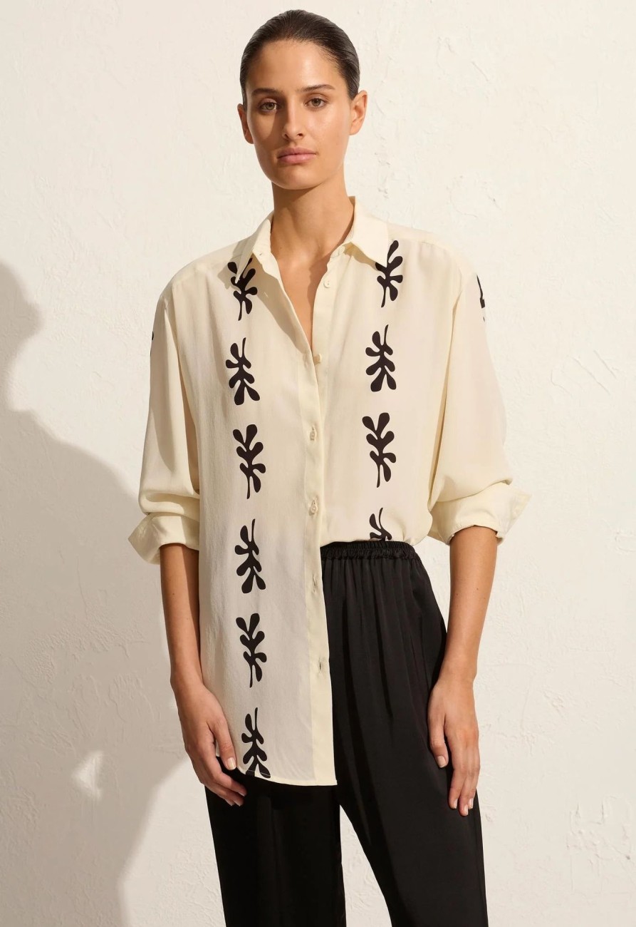 Women MATTEAU Sets | Long Sleeve Silk Shirt Fig Leaf