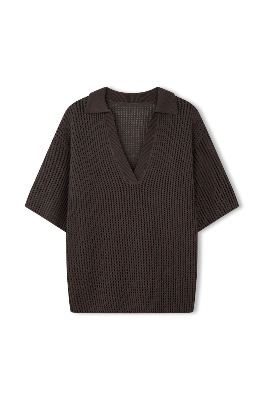 Women Zulu & Zephyr Tops | Charcoal Cotton Crochet Shirt