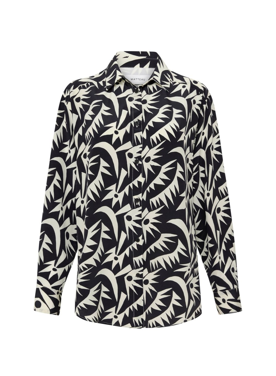 Women MATTEAU Tops | Long Sleeve Silk Shirt Palmetto