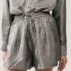 Women Silk Laundry Shorts | Twill Slouch Shorts Moon Pinstripe