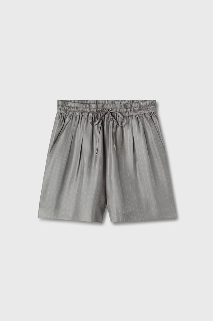 Women Silk Laundry Shorts | Twill Slouch Shorts Moon Pinstripe