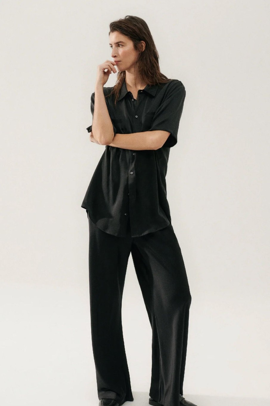 Women Silk Laundry Sets | Bias Cut Pants Black