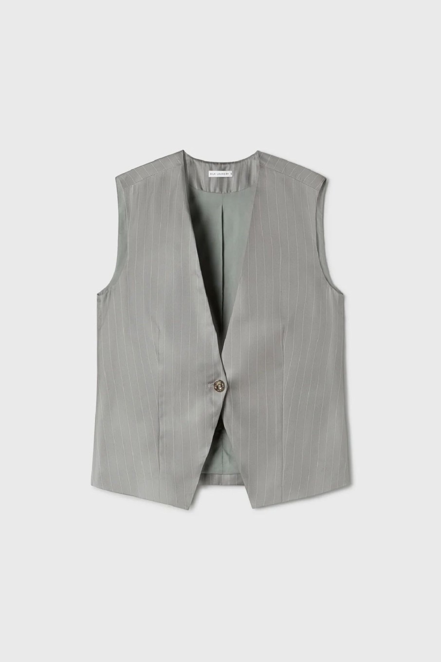 Women Silk Laundry Tops | Twill Slouch Vest Moon Pinstripe