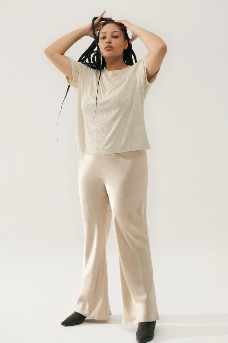 Women Silk Laundry Pants | Bias Cut Pants Hazelnut