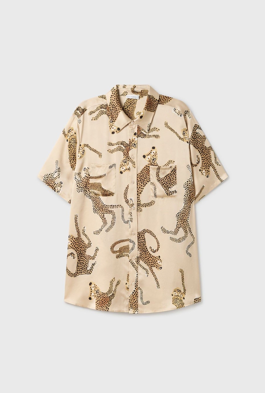 Women Silk Laundry Sets | Short Sleeve Boyfriend Shirt Jaguars Hazelnut