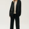 Women Silk Laundry Tops | Relaxed Blazer Black