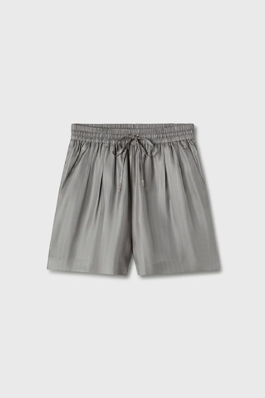 Women Silk Laundry Sets | Twill Slouch Shorts Moon Pinstripe