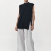 Women St. Agni Tops | Deconstructed Rib Knit Tunic - Black