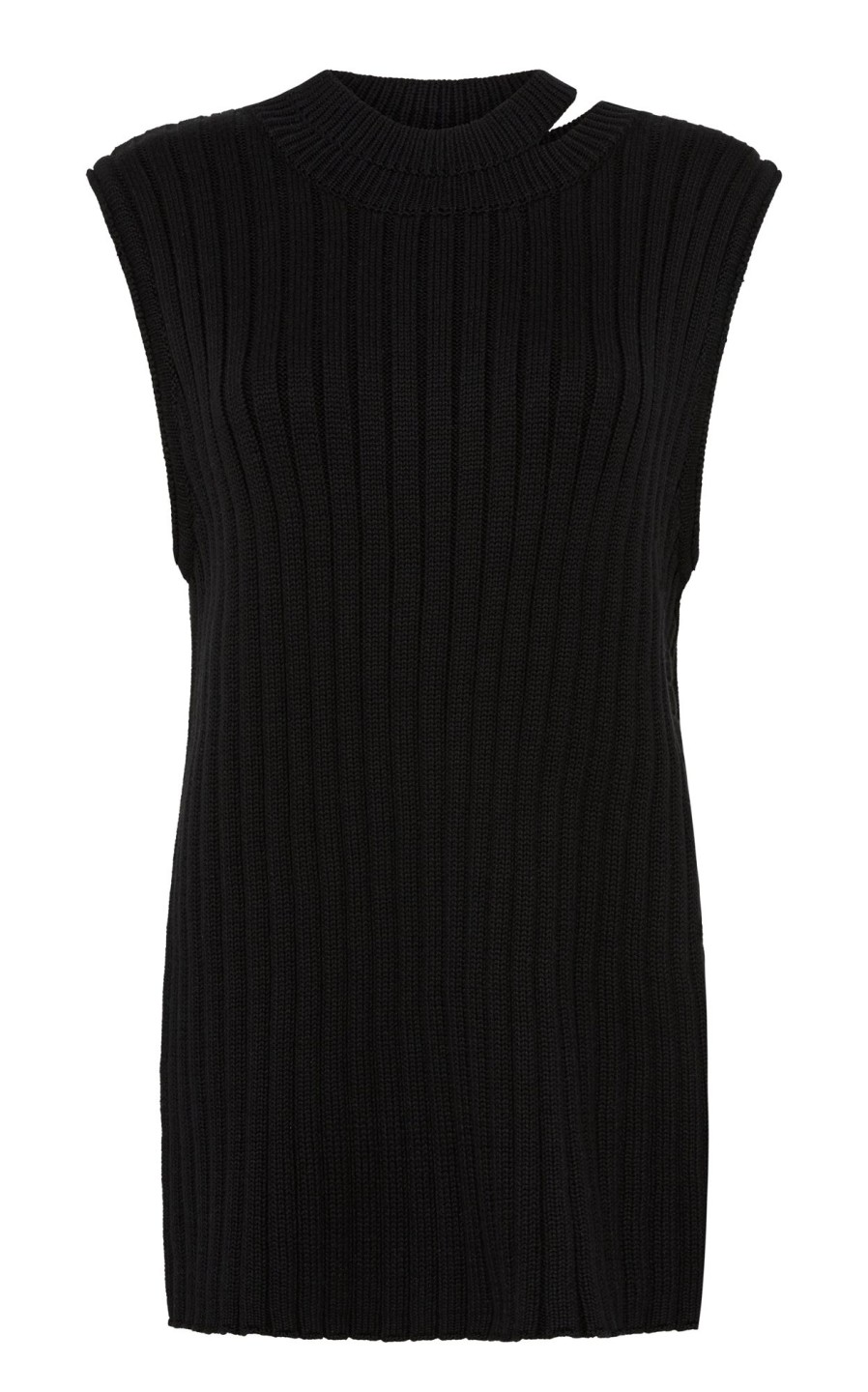 Women St. Agni Tops | Deconstructed Rib Knit Tunic - Black