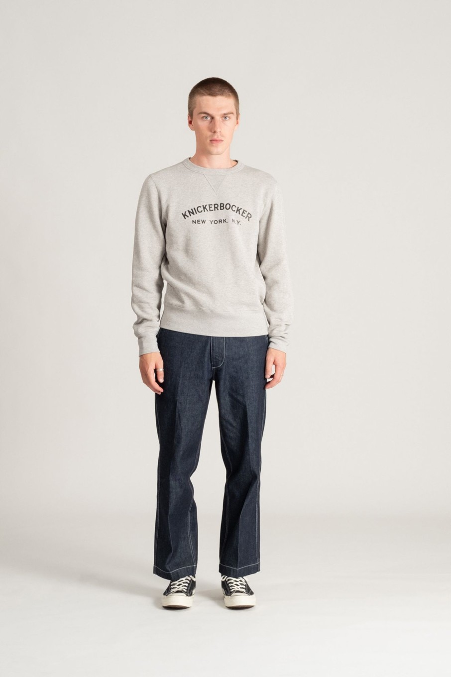 Men Knickerbocker Knitwear + Sweaters | Logo Crew Sweatshirt Heather Grey